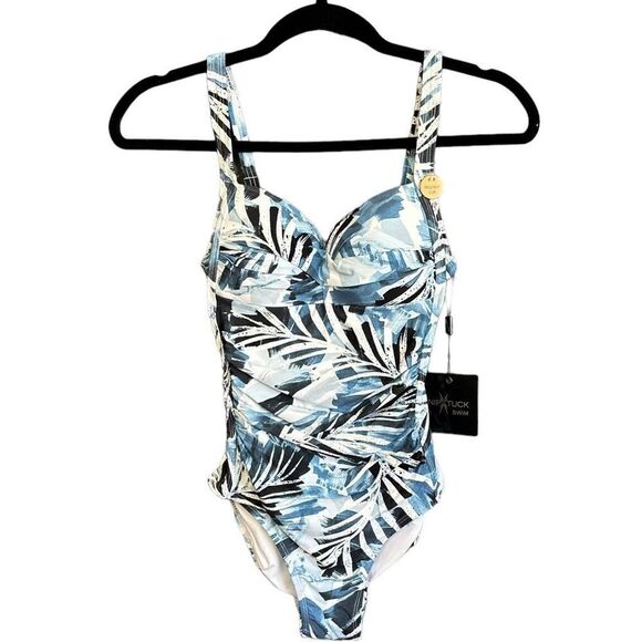 NWT Niptuck Shaping Multi Fit Cup Palm Print One Piece Swimsuit - Picture 1 of 6